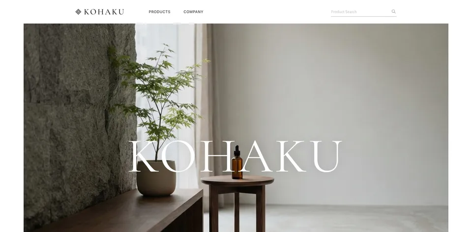 KOHAKU（コスメ・ヘアケアブランド）の見本のトップページ